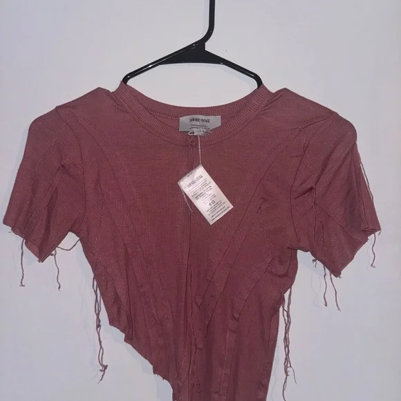 Sami Miro Vintage NEW WITH TAGS Asymmetric Baby Rib Tee Size Small S 🩷 - Picture 1 of 5